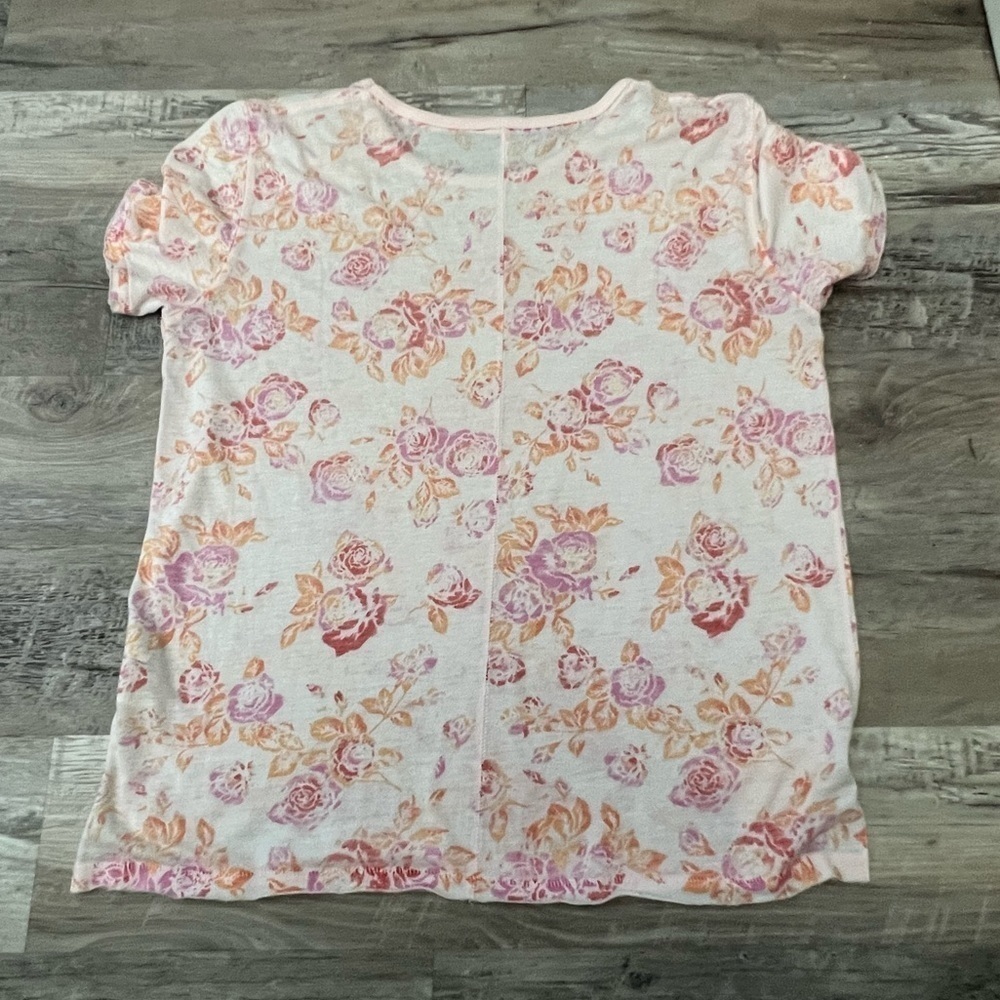EUC Free People Tourist Floral Short Sleeve T-shirt in Blush Combo Size Medium - Picture 6 of 8